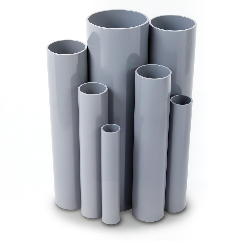 مواسير UPVC مقاس ¾ إنش سمك 1.57 مم ضغط 17.2 بار لون رمادي