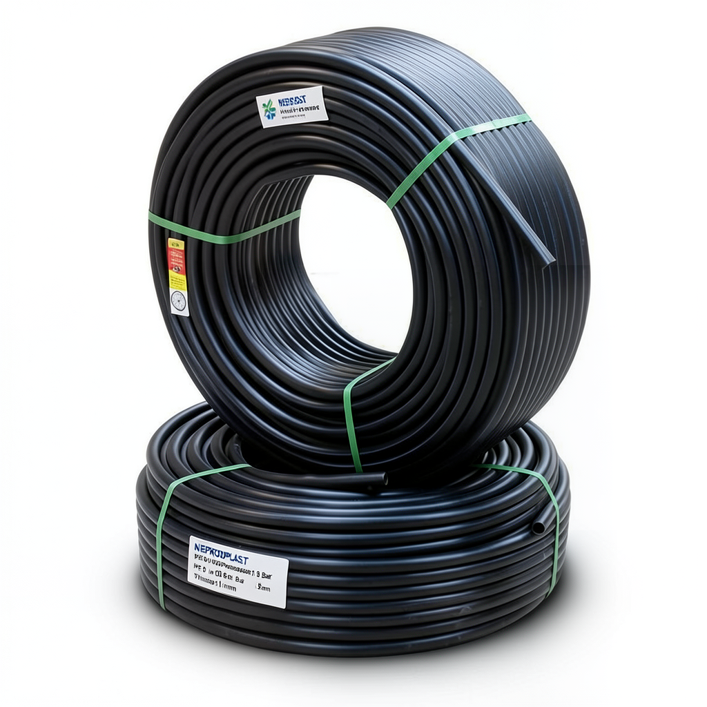 أنابيب HDPE PE 80 ضغط 8 بار قطر خارجي 25 مم سمك 1.8 مم لون أسود | نيبروبلاست
