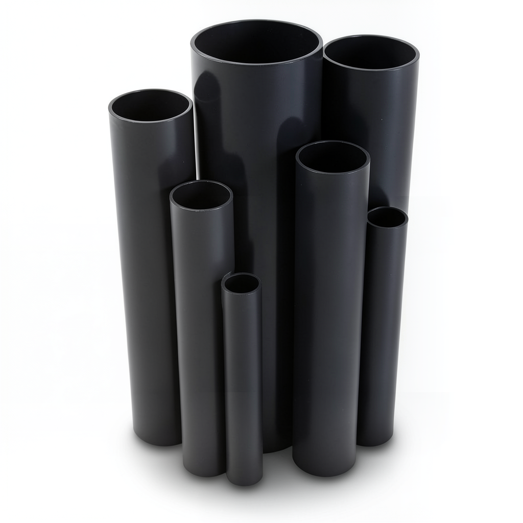 مواسير UPVC ضغط 11 بار مقاس ½ 1 إنش سمك 1.85 مم لون أسود