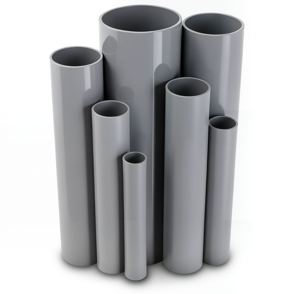 مواسير UPVC مقاس ¾ إنش سمك 1.52 مم ضغط 13.8 بار لون رمادي