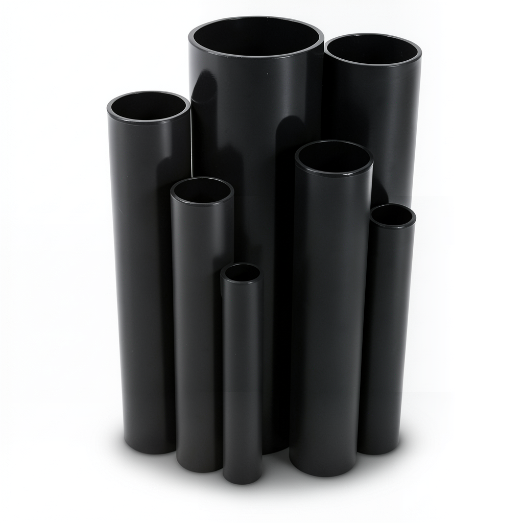 UPVC Pipes Nominal Pressure 17.2 Bar Size 1 ¼ inch Thickness 2.49 mm Black