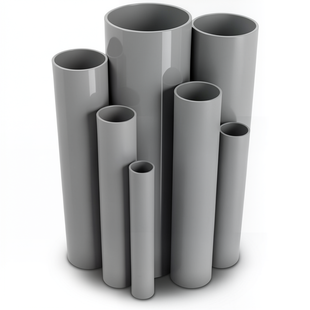 مواسير UPVC ضغط 13.8 بار مقاس ½ 1 إنش سمك 2.29 مم لون رمادي