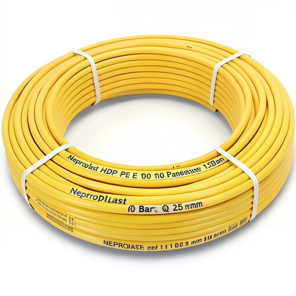 Neproplast HDPE Pipes PE 100 Pressure 10 Bar Diameter 25 mm Thickness 1.8 mm Yellow | NEPROPLAST