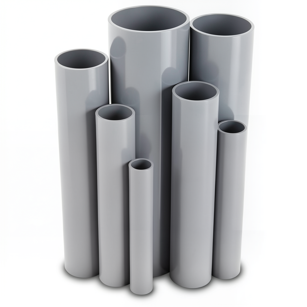 مواسير UPVC مقاس ¾ إنش سمك 1.57 مم ضغط 17.2 بار لون رمادي