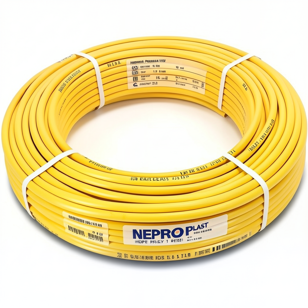 أنابيب HDPE PE 100 ضغط اسمي 16 بار قطر خارجي 40 مم سمك 3.7 مم لون أصفر | نيبروبلاست