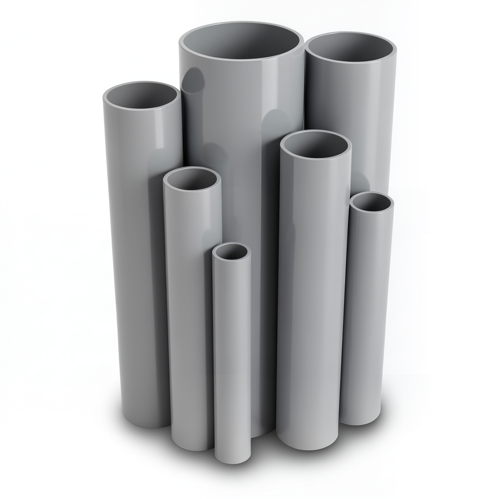 مواسير UPVC ضغط 17.2 بار مقاس ½ 1 إنش سمك 2.84 مم لون رمادي