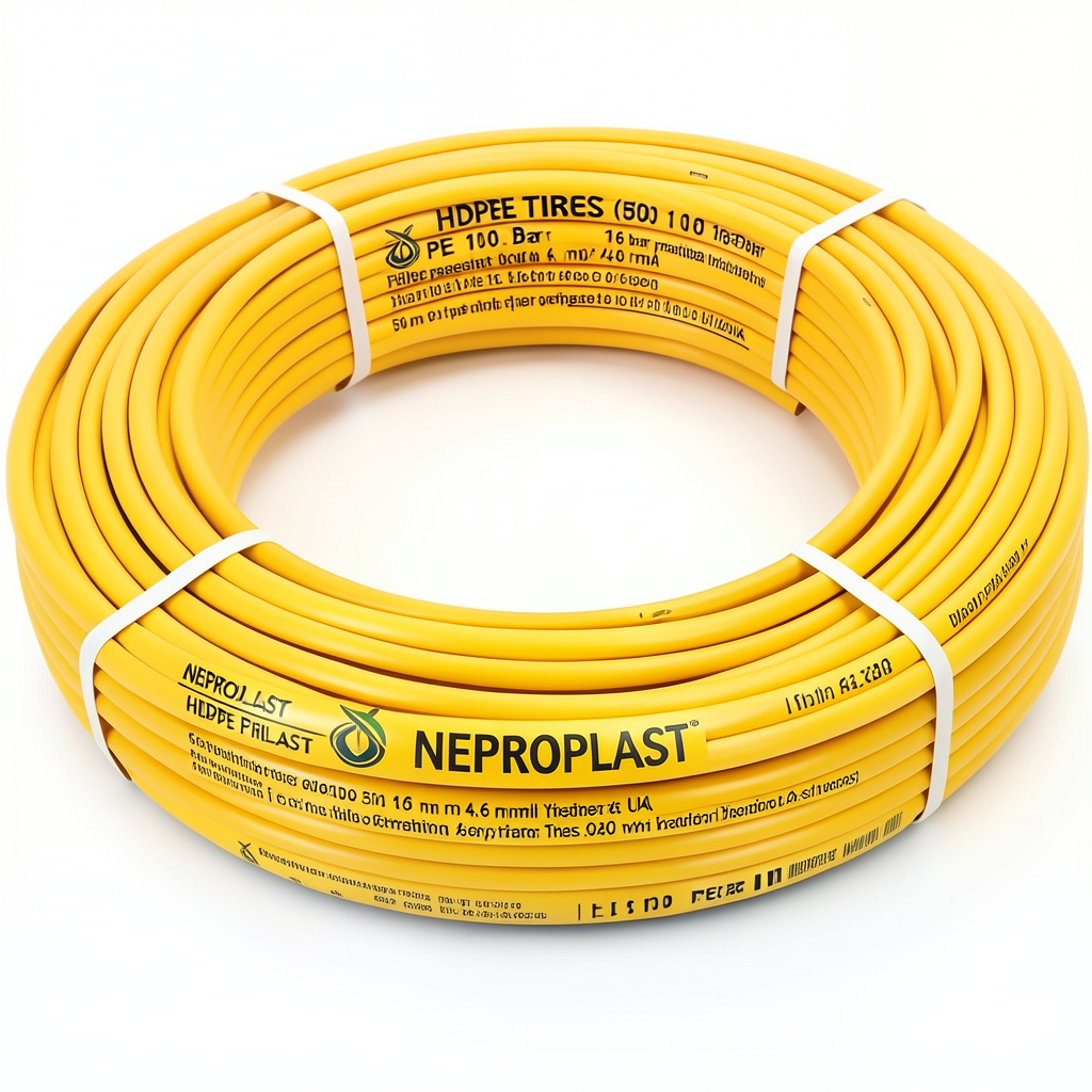أنابيب HDPE PE 100 ضغط 16 بار قطر خارجي 50 مم سمك 4.6 مم لون أصفر | نيبروبلاست