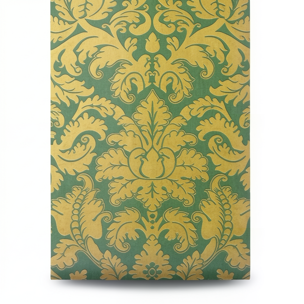 German Wallpaper Green with Gold 10m x 0.53m, Model 515831
