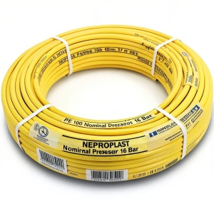 أنابيب HDPE PE 100 ضغط اسمي 16 بار قطر خارجي 40 مم سمك 3.7 مم لون أصفر | نيبروبلاست