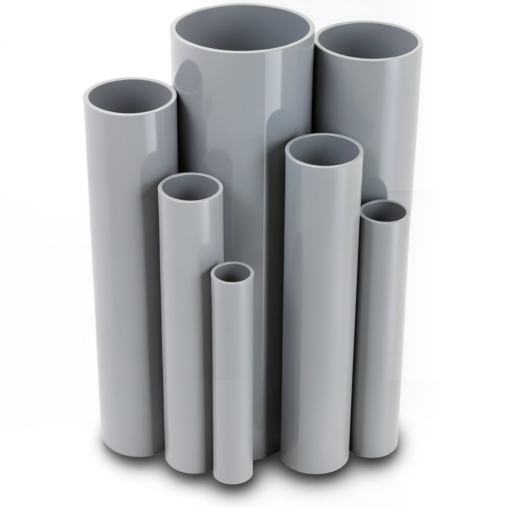 مواسير UPVC ضغط 13.8 بار مقاس ¼ 1 إنش سمك 2.01 مم لون رمادي