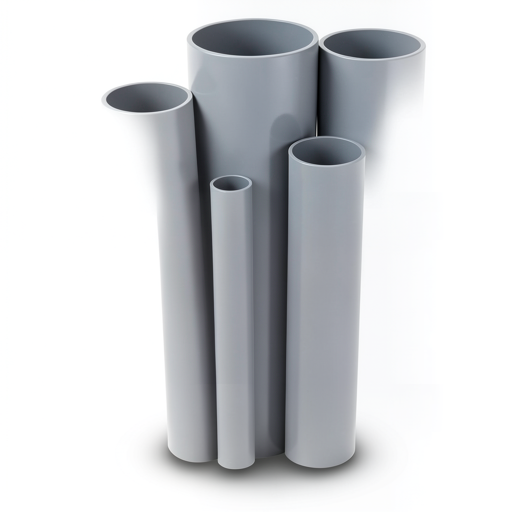 مواسير UPVC ضغط 13.8 بار مقاس ½ 1 إنش سمك 2.29 مم لون رمادي