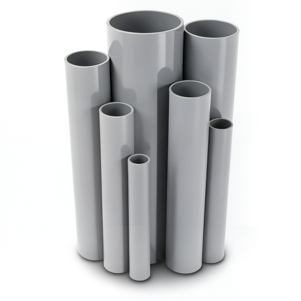 مواسير UPVC مقاس ¾ إنش سمك 1.57 مم ضغط 17.2 بار لون رمادي