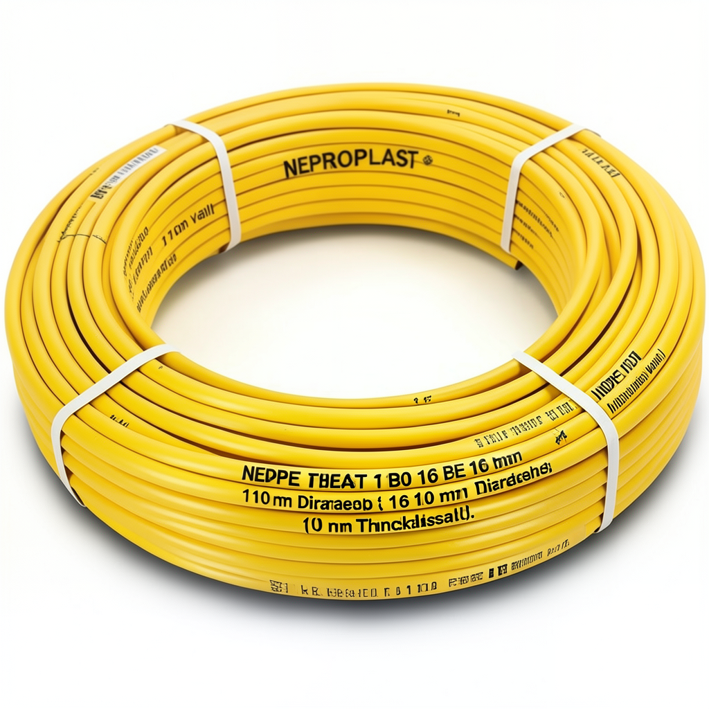 أنابيب HDPE PE 100 ضغط 16 بار قطر 110 مم سمك 10 مم لون أصفر | نيبروبلاست