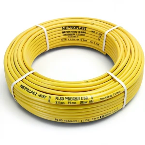 أنابيب HDPE PE 80 ضغط 8 بار قطر خارجي 32 مم سمك 1.9 مم لون أصفر | نيبروبلاست