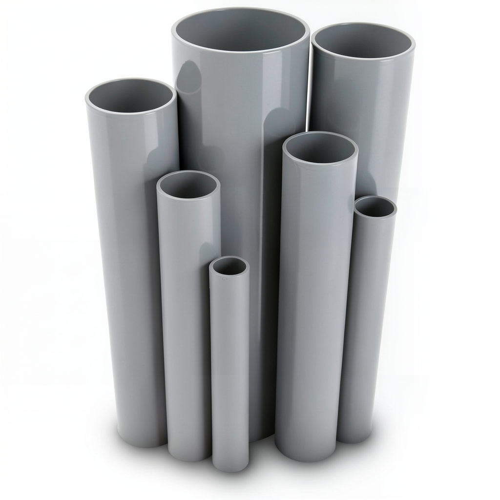 مواسير UPVC ضغط 17.2 بار مقاس ¼ 1 إنش سمك 2.49 مم لون رمادي