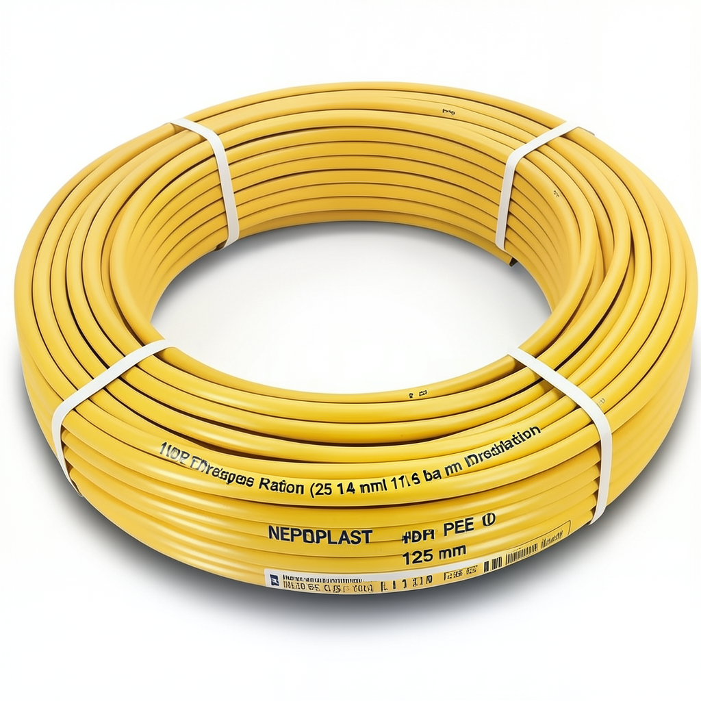 أنابيب HDPE PE 100 ضغط 16 بار قطر 125 مم سمك 11.4 مم لون أصفر | نيبروبلاست