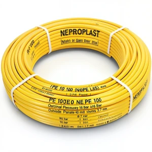 أنابيب HDPE PE 100 ضغط اسمي 16 بار قطر خارجي 40 مم سمك 3.7 مم لون أصفر | نيبروبلاست