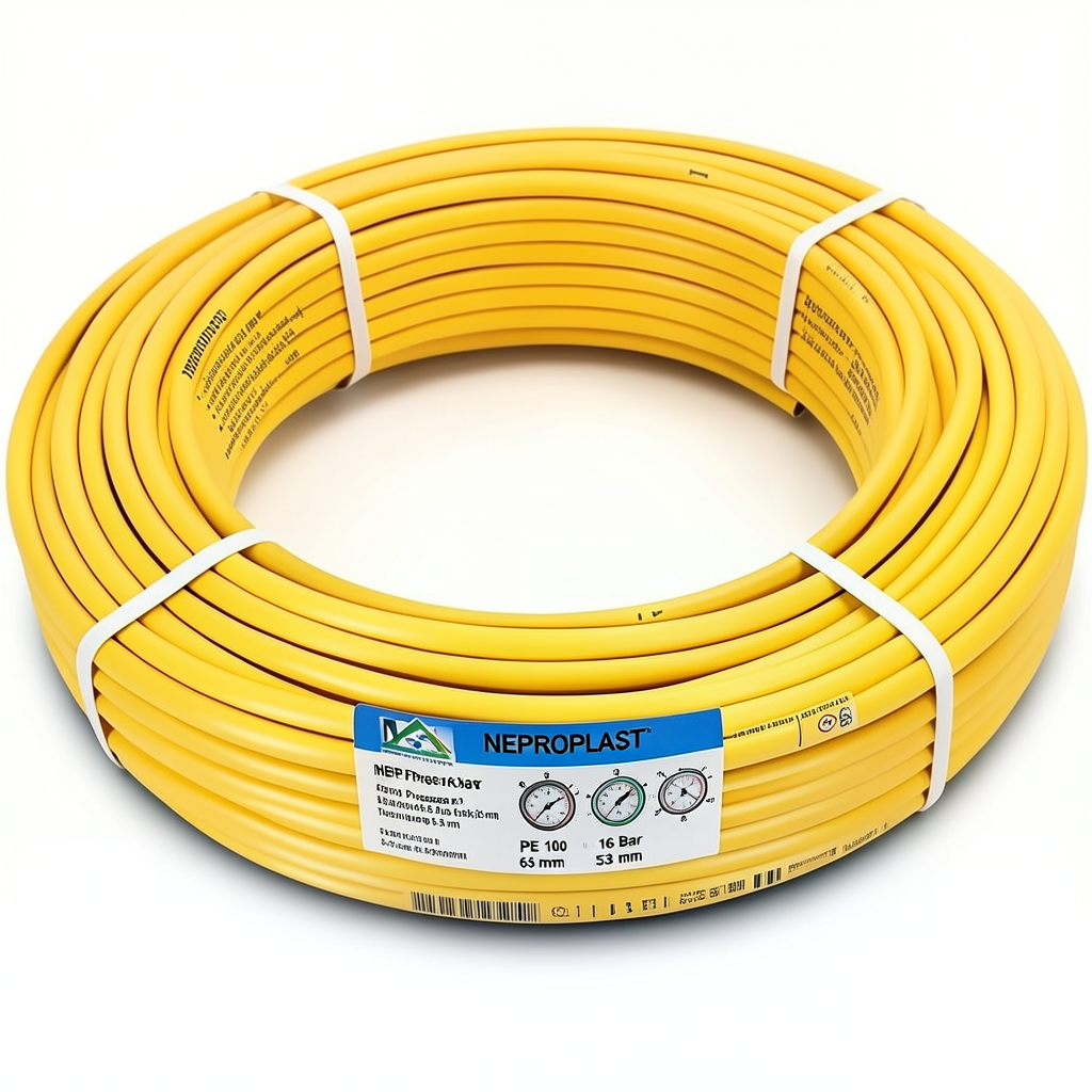 أنابيب HDPE PE 100 ضغط 16 بار قطر 63 مم سمك 5.8 مم أصفر | نيبروبلاست