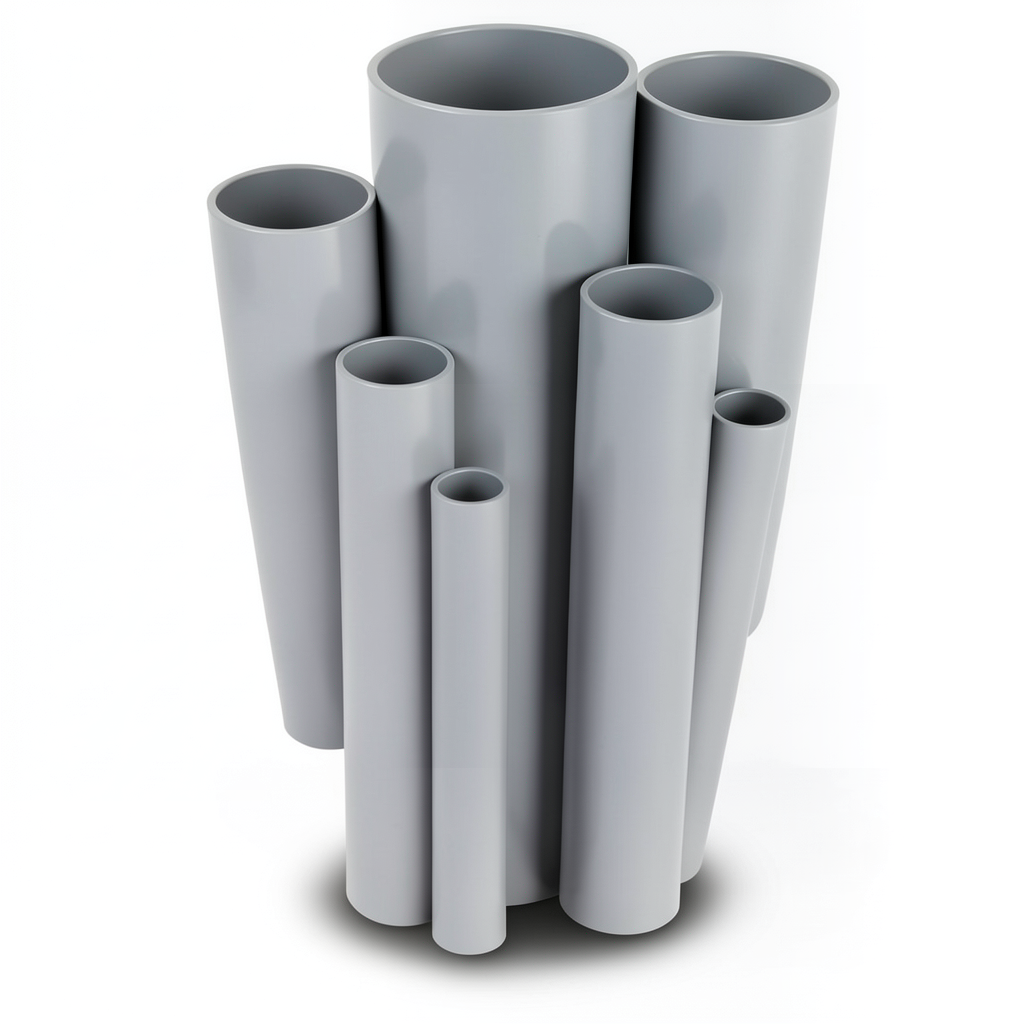 مواسير UPVC ضغط 17.2 بار مقاس 2 إنش سمك 3.56 مم لون رمادي