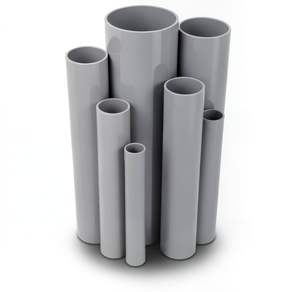 مواسير UPVC ضغط اسمي 21.7 بار مقاس 2 إنش سمك 4.47 مم لون رمادي