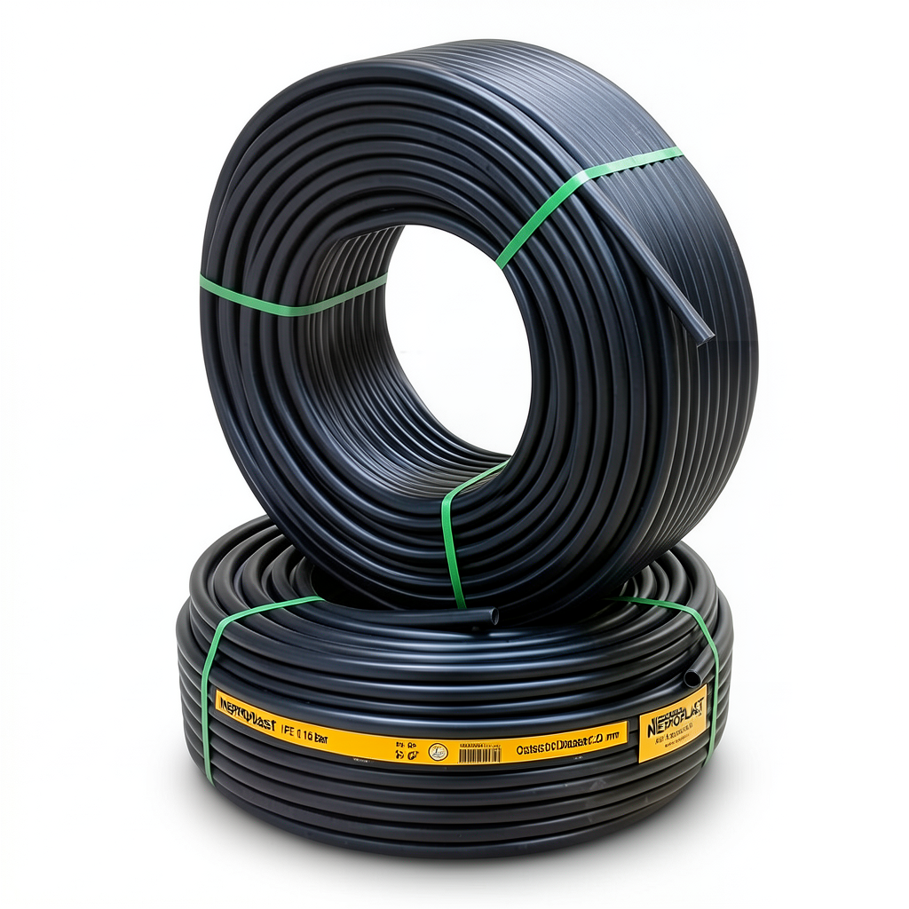 أنابيب HDPE نيبروبلاست PE 100 ضغط 16 بار قطر خارجي 20 مم سمك 1.9 مم لون أسود | نيبروبلاست