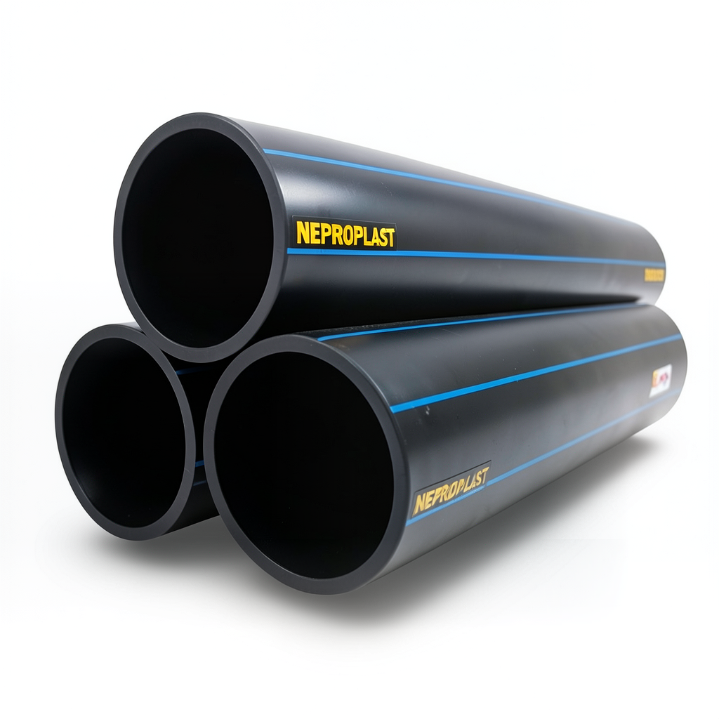 مواسير HDPE نيبروبلاست PE 100 ضغط 16 بار قطر خارجي 140 مم سمك 12.7 مم لون أسود | نيبروبلاست