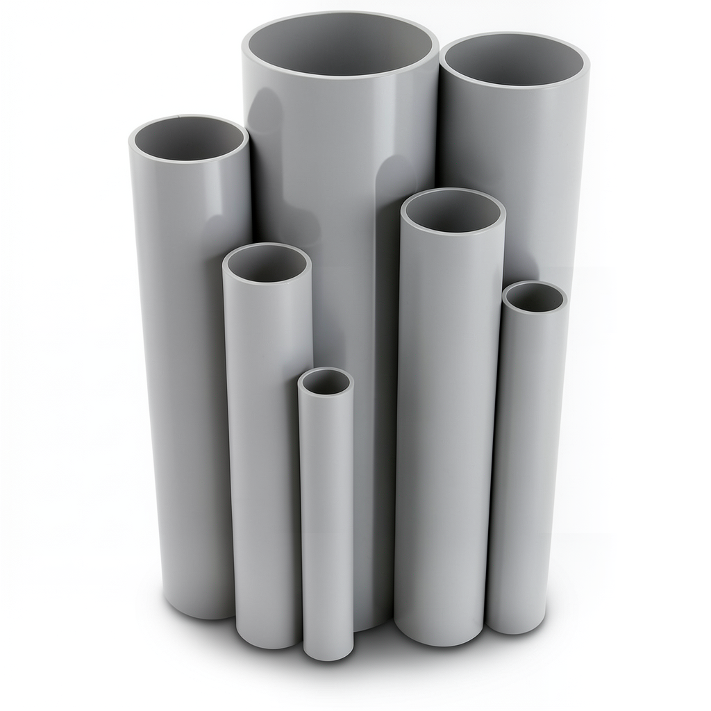مواسير UPVC مقاس 2 إنش سمك 2.87 مم ضغط 13.8 بار لون رمادي