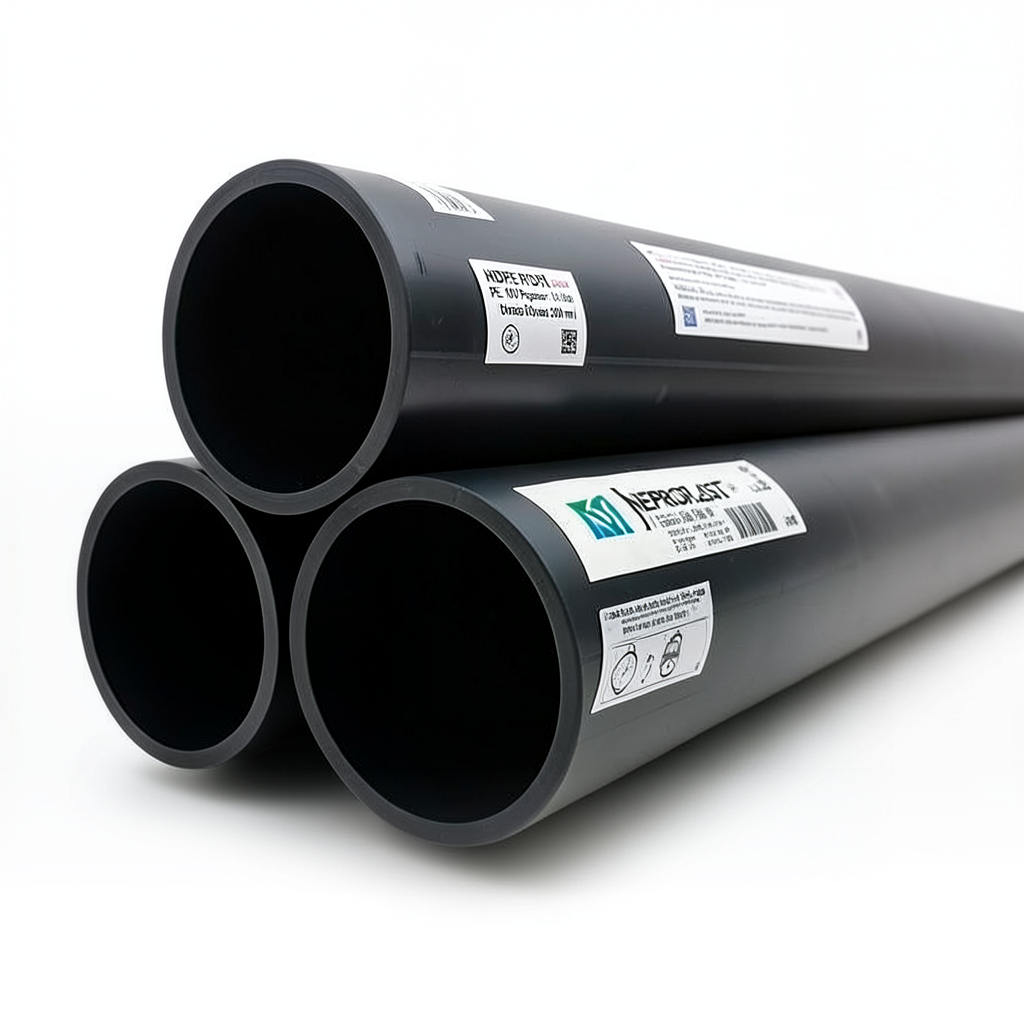 HDPE Pipes PE 100 Pressure 16 Bar Outside Diameter 200 mm Thickness 18.2 mm Black | NEPROPLAST