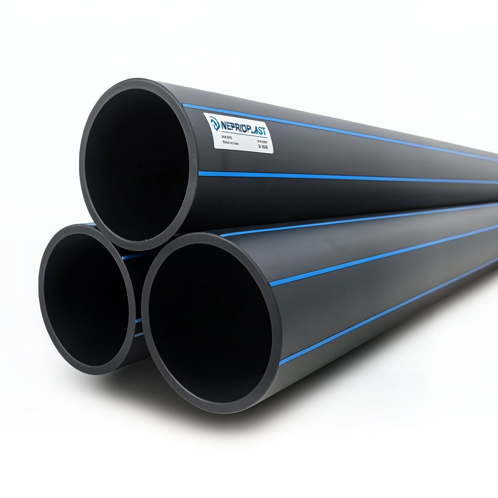 HDPE Pipes PE 100 Pressure 16 Bar 225 mm Diameter 20.5 mm Thickness Black | NEPROPLAST