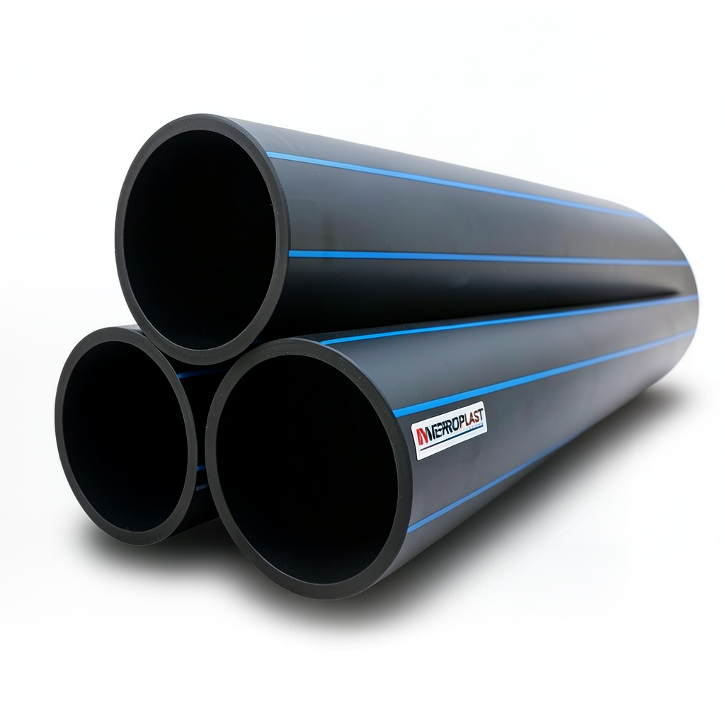 مواسير HDPE PE 100 ضغط 16 بار قطر خارجي 200 مم سمك 18.2 مم لون أسود | نيبروبلاست