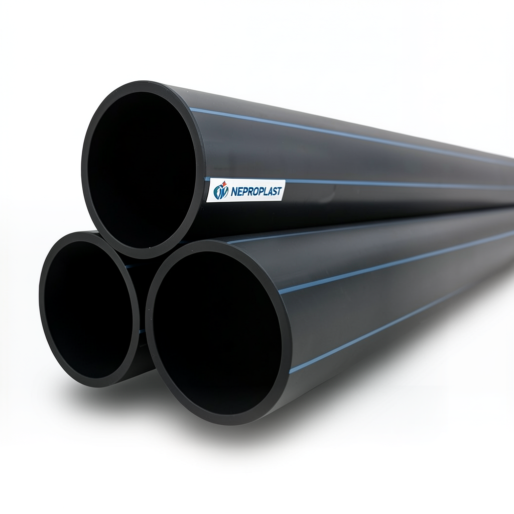 مواسير HDPE PE 100 ضغط 16 بار قطر 250 مم سمك 22.7 مم لون أسود | نيبروبلاست