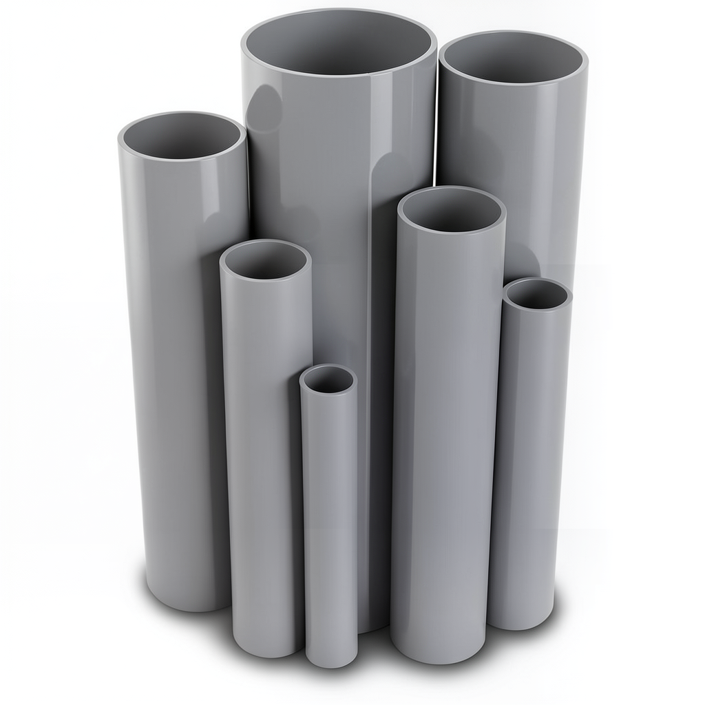 مواسير UPVC ضغط اسمي 21.7 بار مقاس 2 إنش سمك 4.47 مم لون رمادي