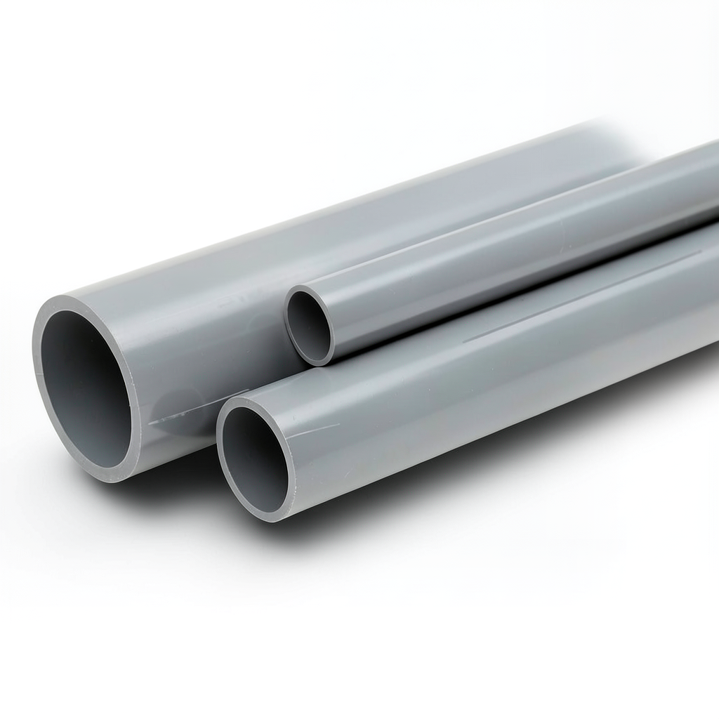 UPVC Pipes Pressure 10 Bar Outside Diameter 200 mm Thickness 9.6 mm Gray