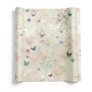 Italian Wall Covering Floral Design 10m x 0.73m Light Beige