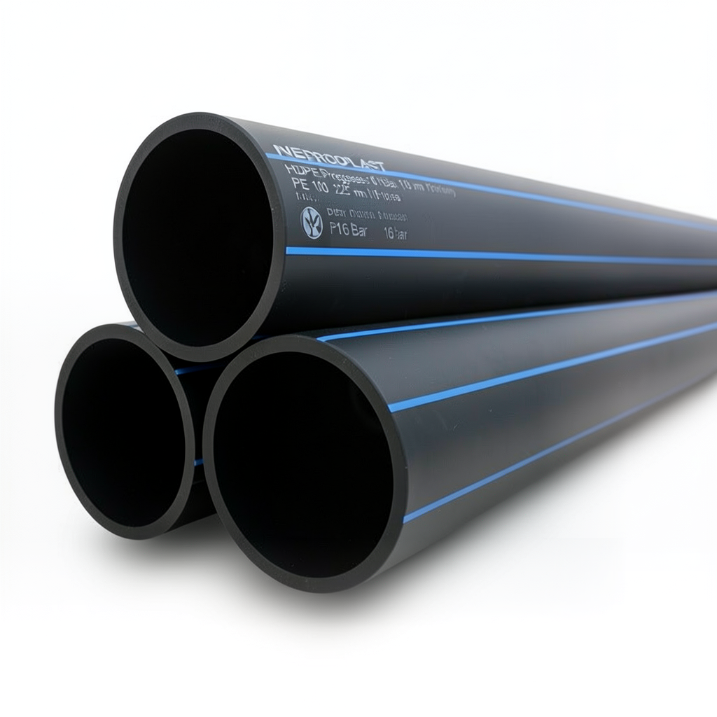 مواسير HDPE PE 100 ضغط 16 بار قطر 225 مم سمك 20.5 مم لون أسود | نيبروبلاست