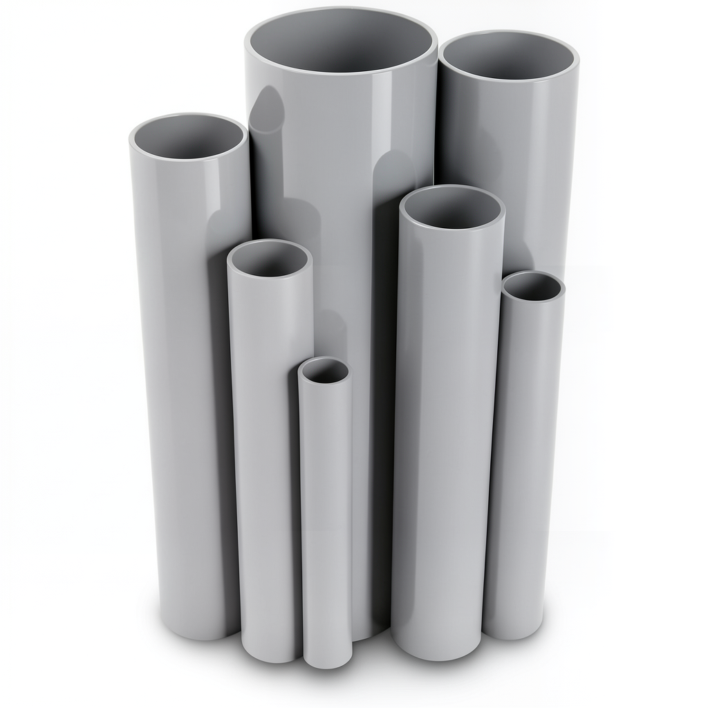 مواسير UPVC ضغط اسمي 11 بار مقاس 3 إنش سمك 3.43 مم لون رمادي