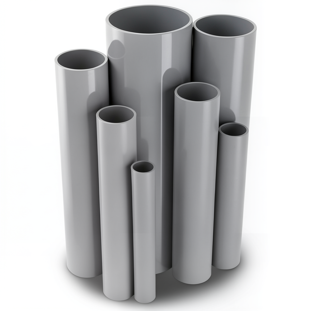 مواسير UPVC مقاس 3 إنش سمك 5.23 مم ضغط 17.2 بار لون رمادي
