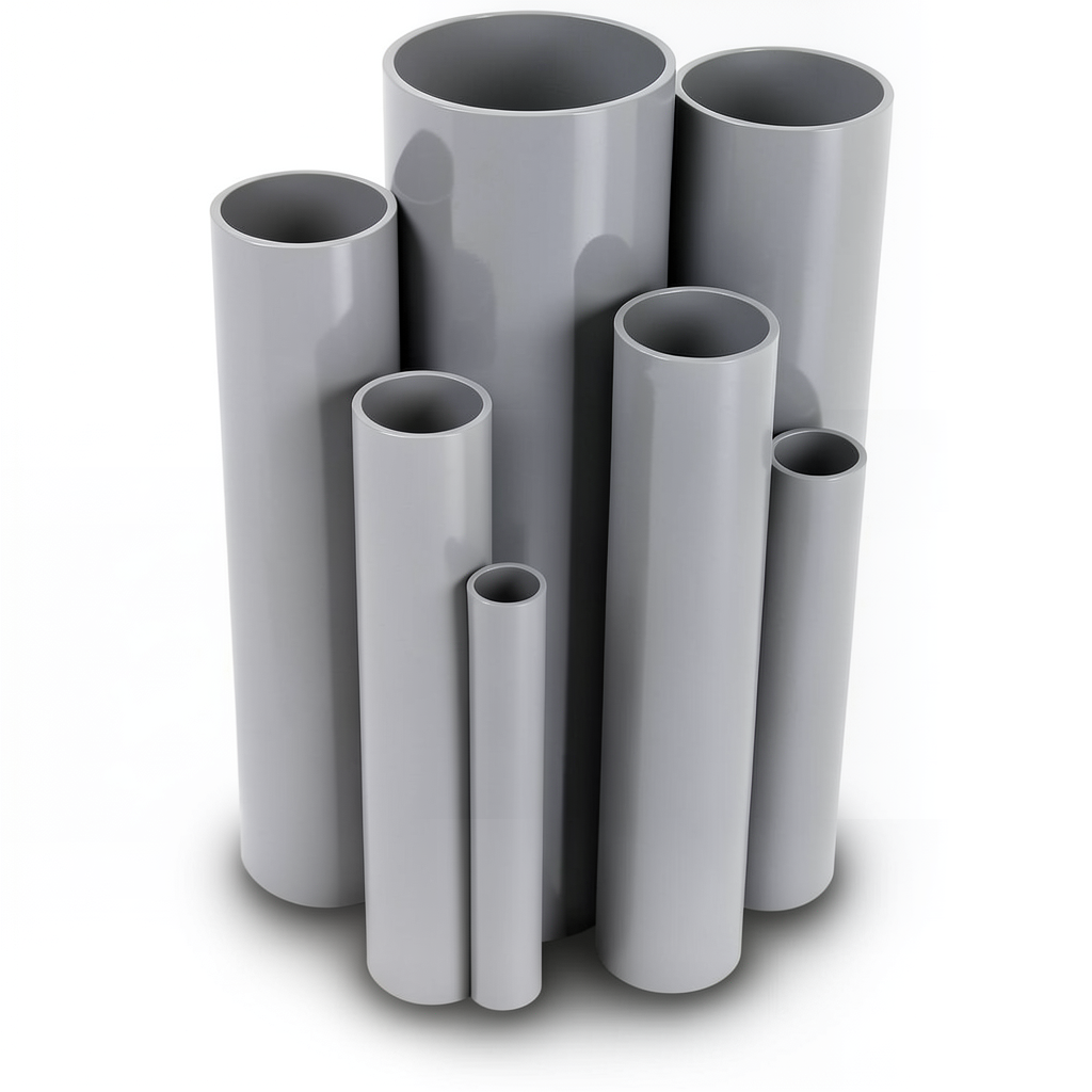 مواسير UPVC مقاس 3 إنش سمك 5.23 مم ضغط 17.2 بار لون رمادي
