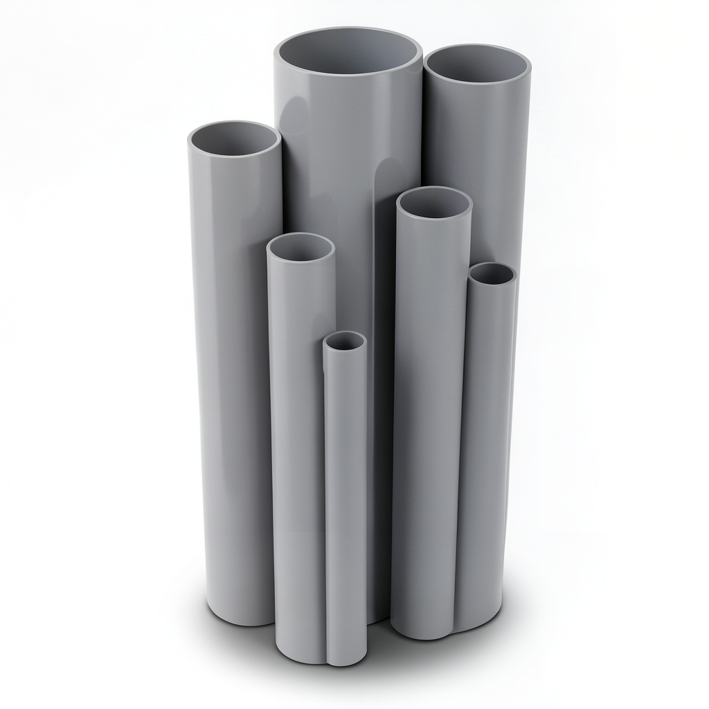 مواسير UPVC مقاس 3 إنش سمك 6.58 مم ضغط 21.7 بار لون رمادي
