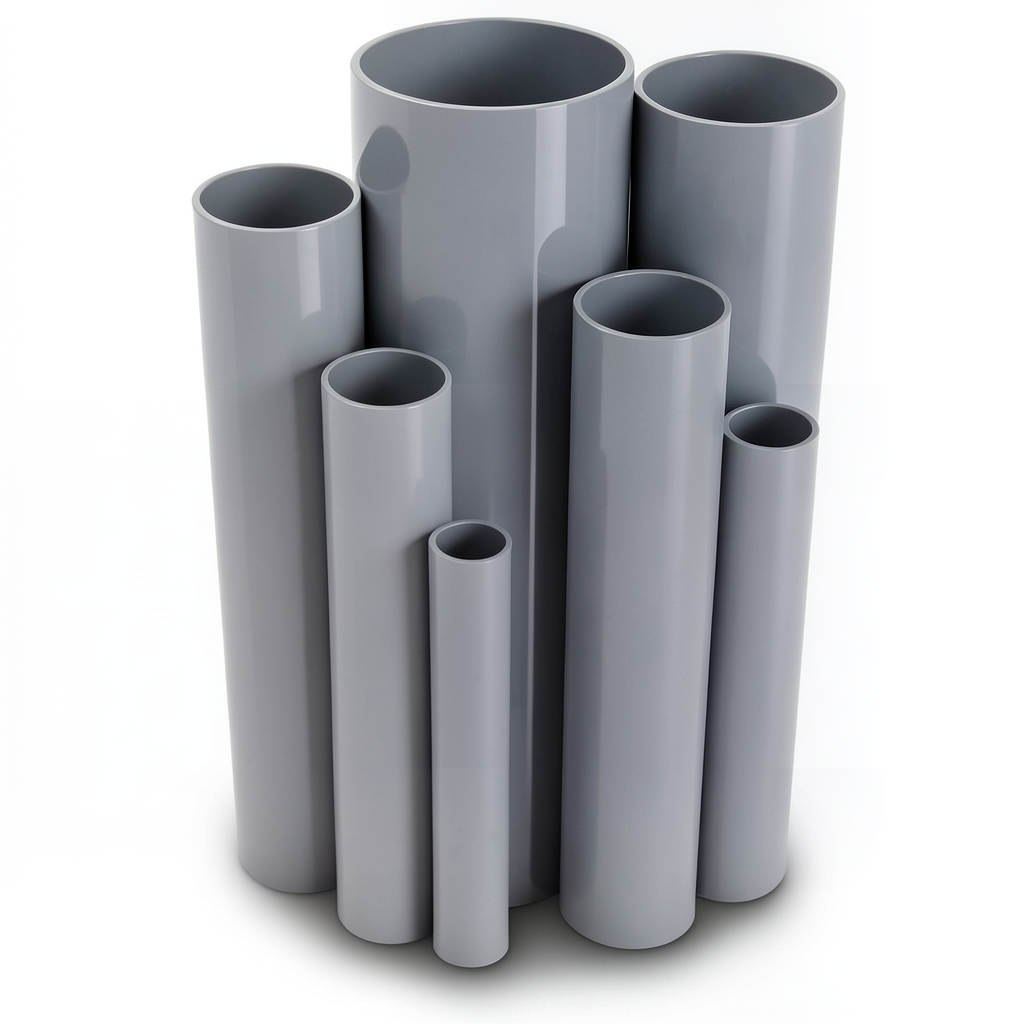 مواسير UPVC مقاس 3 إنش سمك 6.58 مم ضغط 21.7 بار لون رمادي