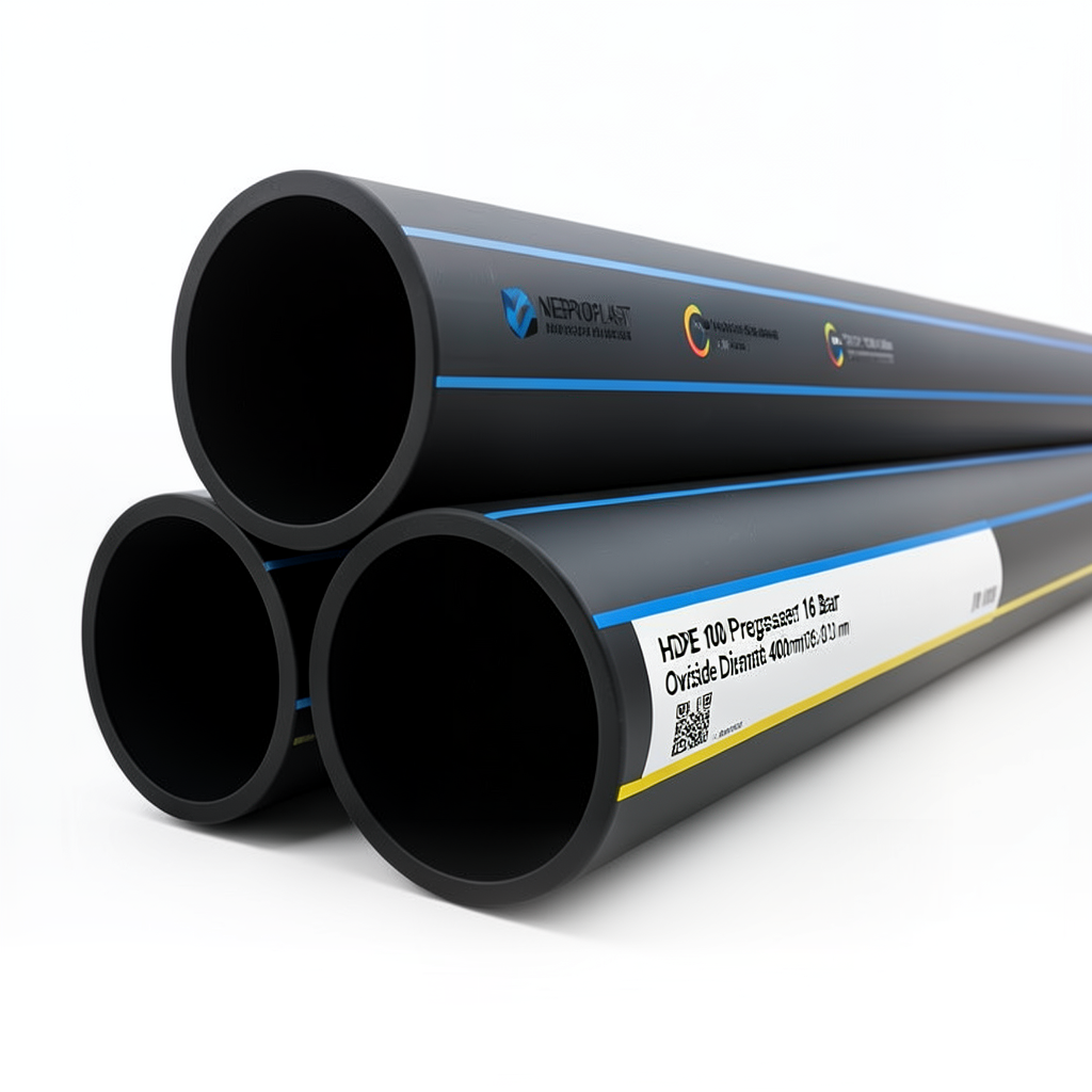مواسير HDPE PE 100 ضغط 16 بار قطر خارجي 400 مم سمك 36.3 مم لون أسود | نيبروبلاست