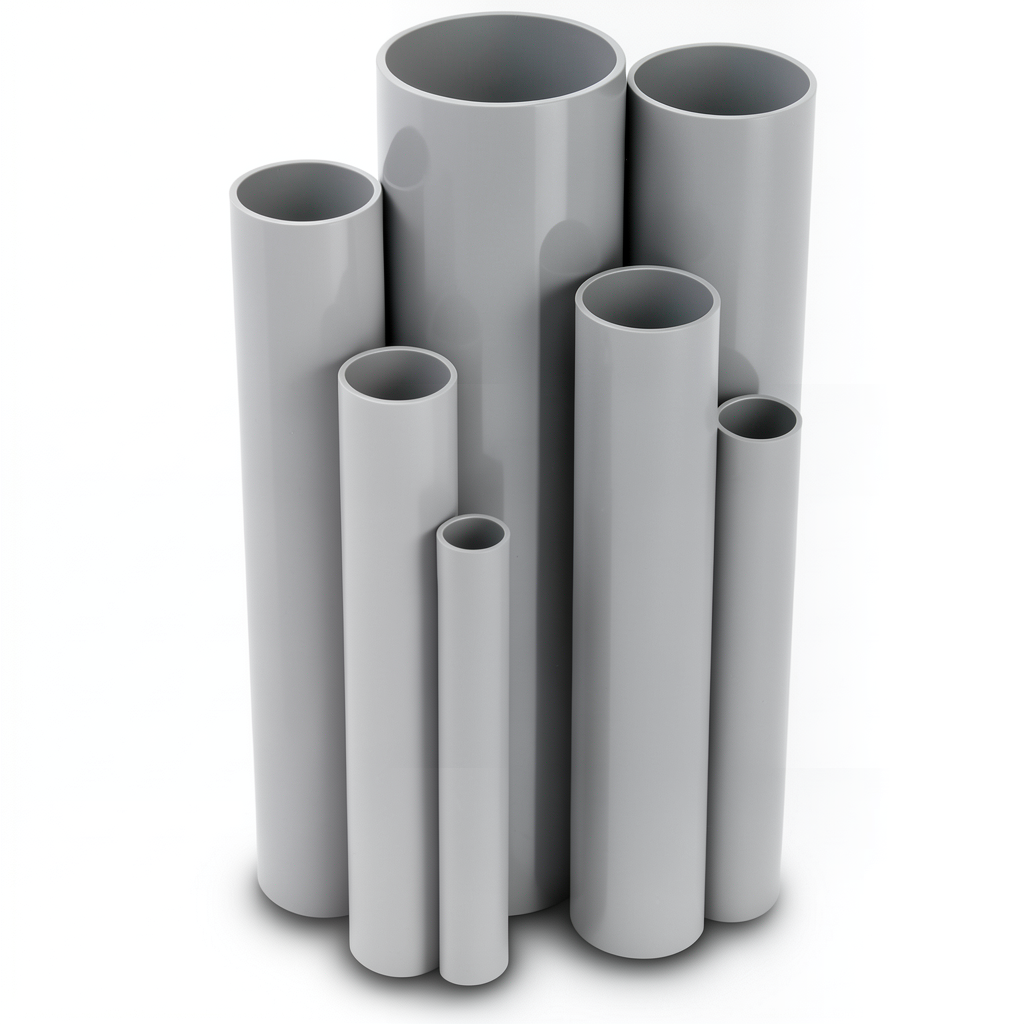 مواسير UPVC مقاس 4 إنش سمك 2.8 مم ضغط 6.9 بار لون رمادي