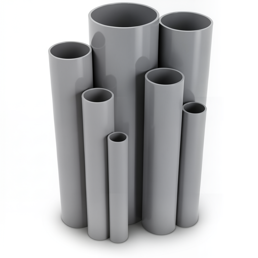 مواسير UPVC ضغط 8.6 بار مقاس 4 إنش سمك 3.51 مم لون رمادي