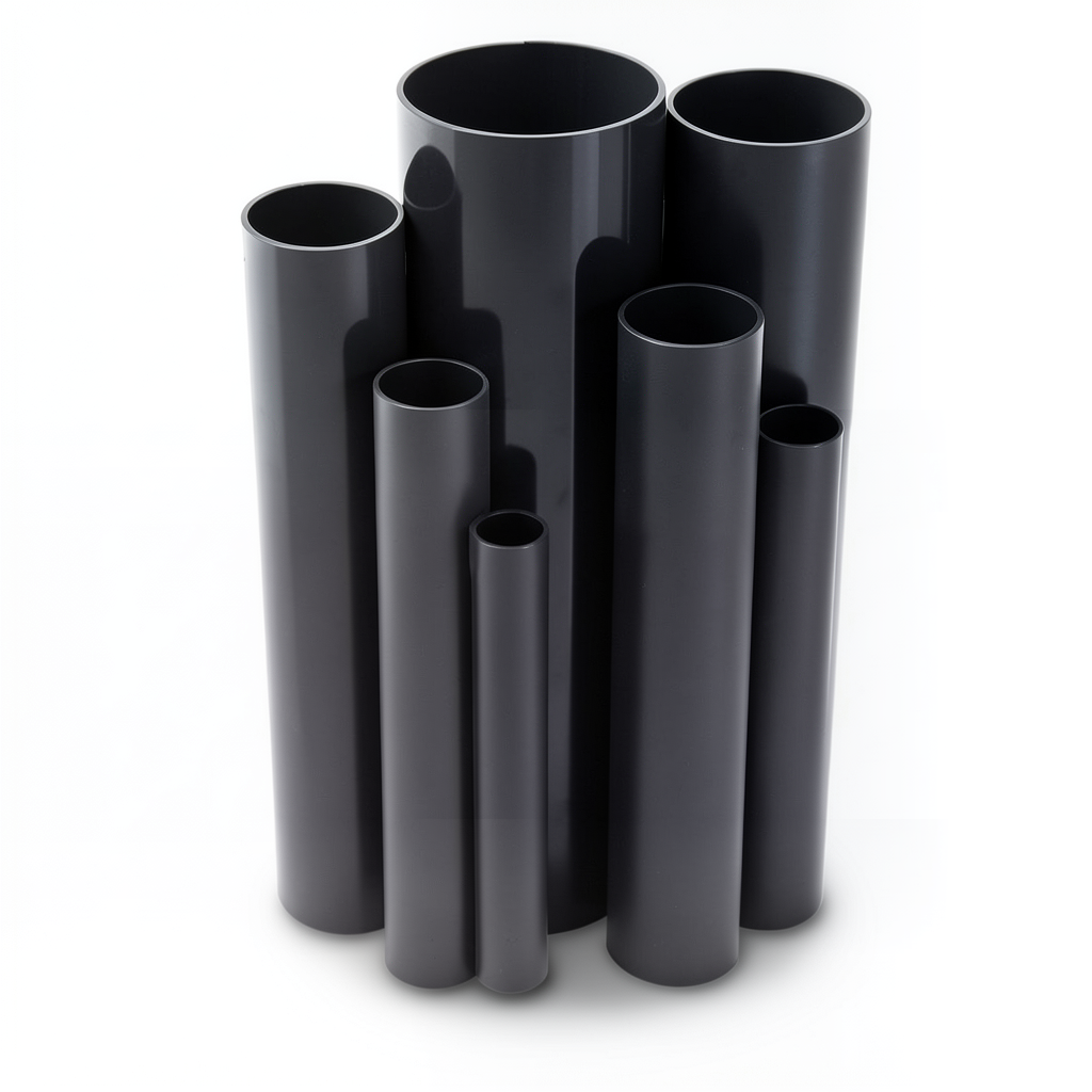 مواسير UPVC مقاس 4 إنش سمك 3.51 مم ضغط اسمي 8.6 بار لون اسود