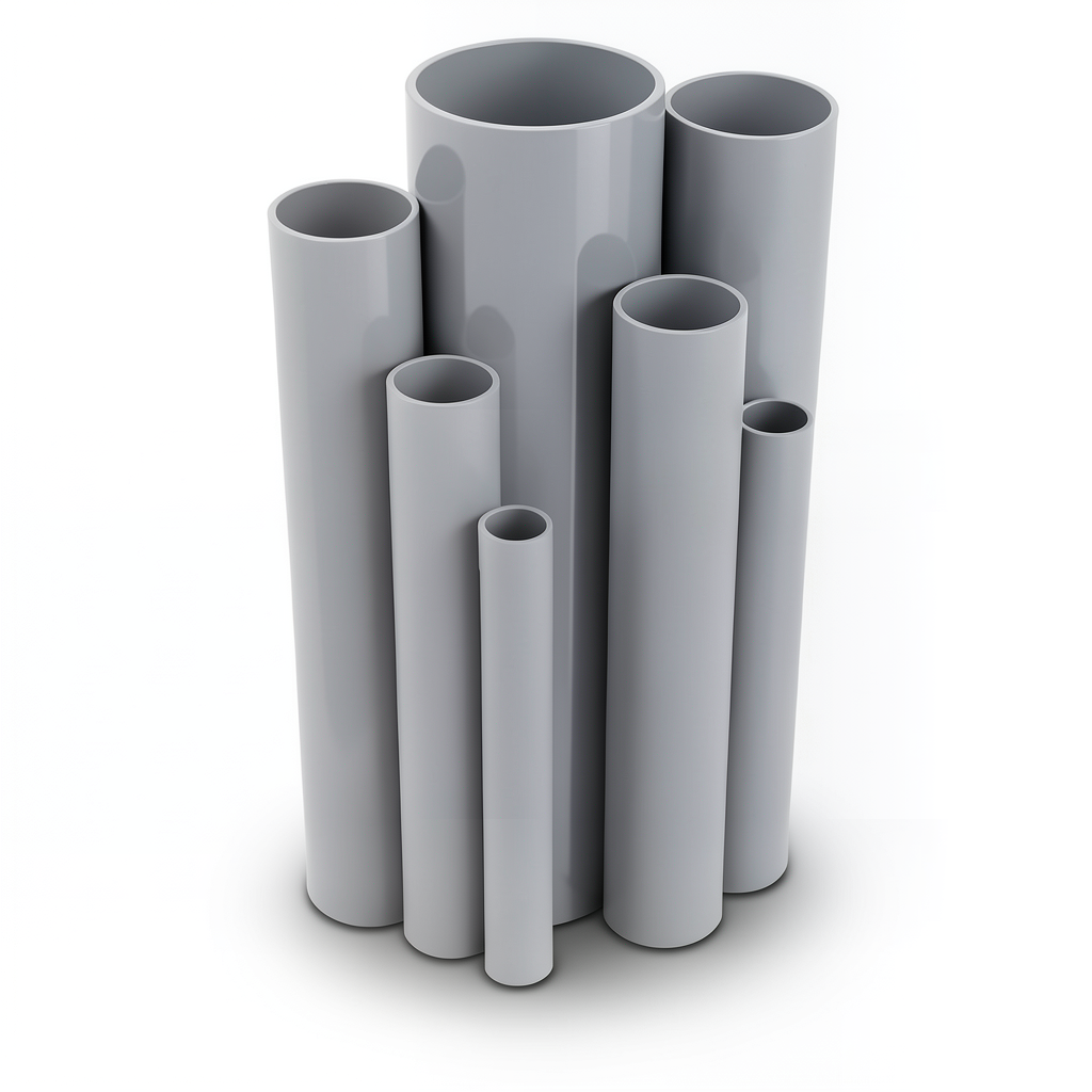 مواسير UPVC ضغط 8.6 بار مقاس 4 إنش سمك 3.51 مم لون رمادي