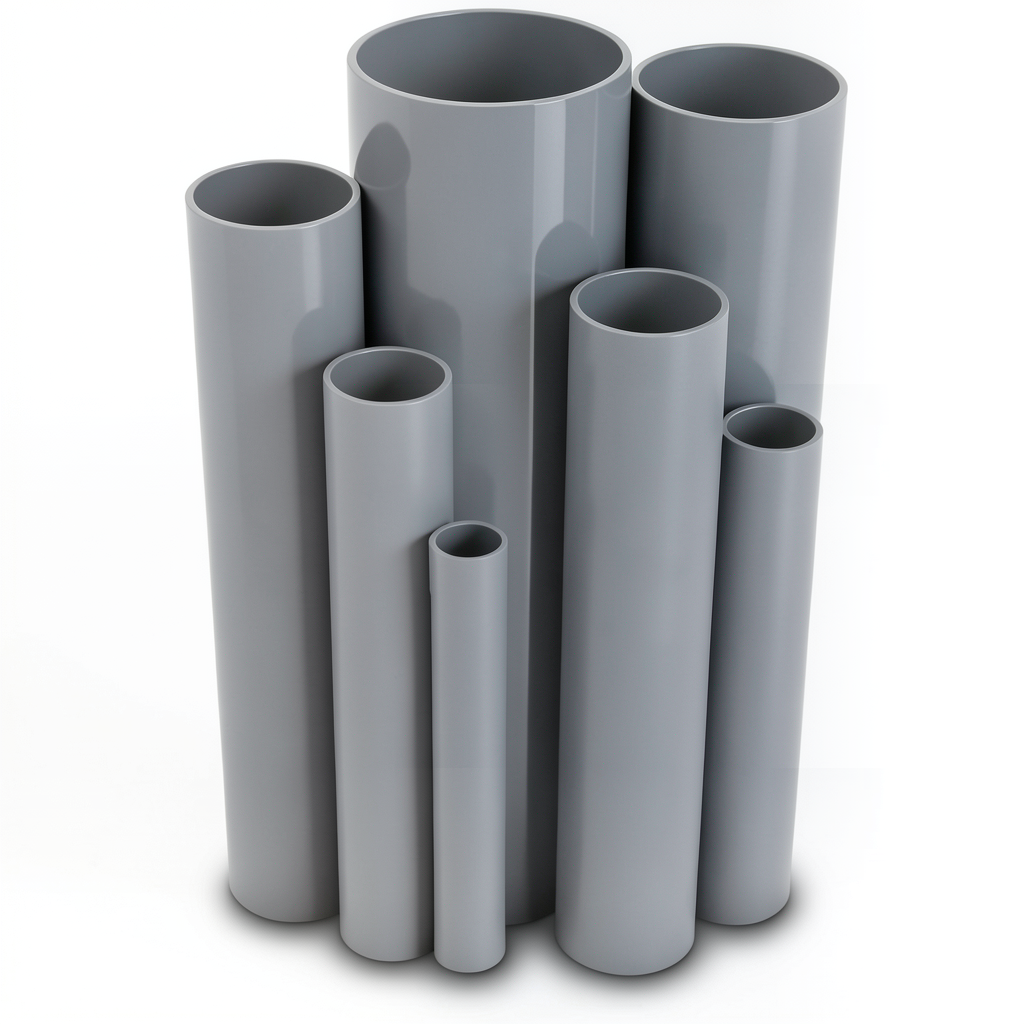 مواسير UPVC مقاس 4 إنش سمك 4.39 مم ضغط 11 بار لون رمادي