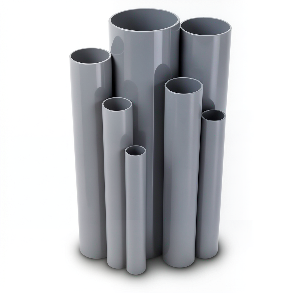 مواسير UPVC مقاس 4 إنش سمك 4.39 مم ضغط 11 بار لون رمادي