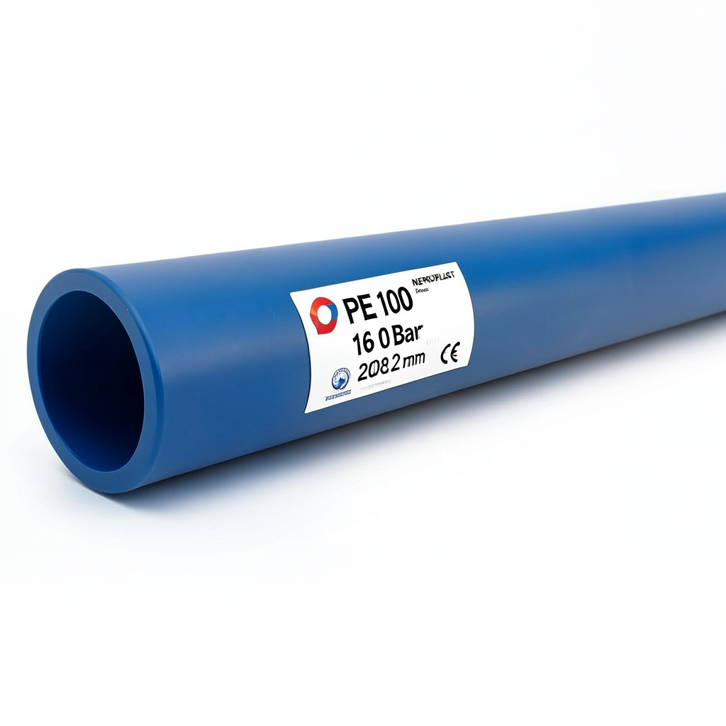 مواسير HDPE PE 100 ضغط 16 بار قطر خارجي 200 مم سمك 18.2 مم لون أزرق | نيبروبلاست