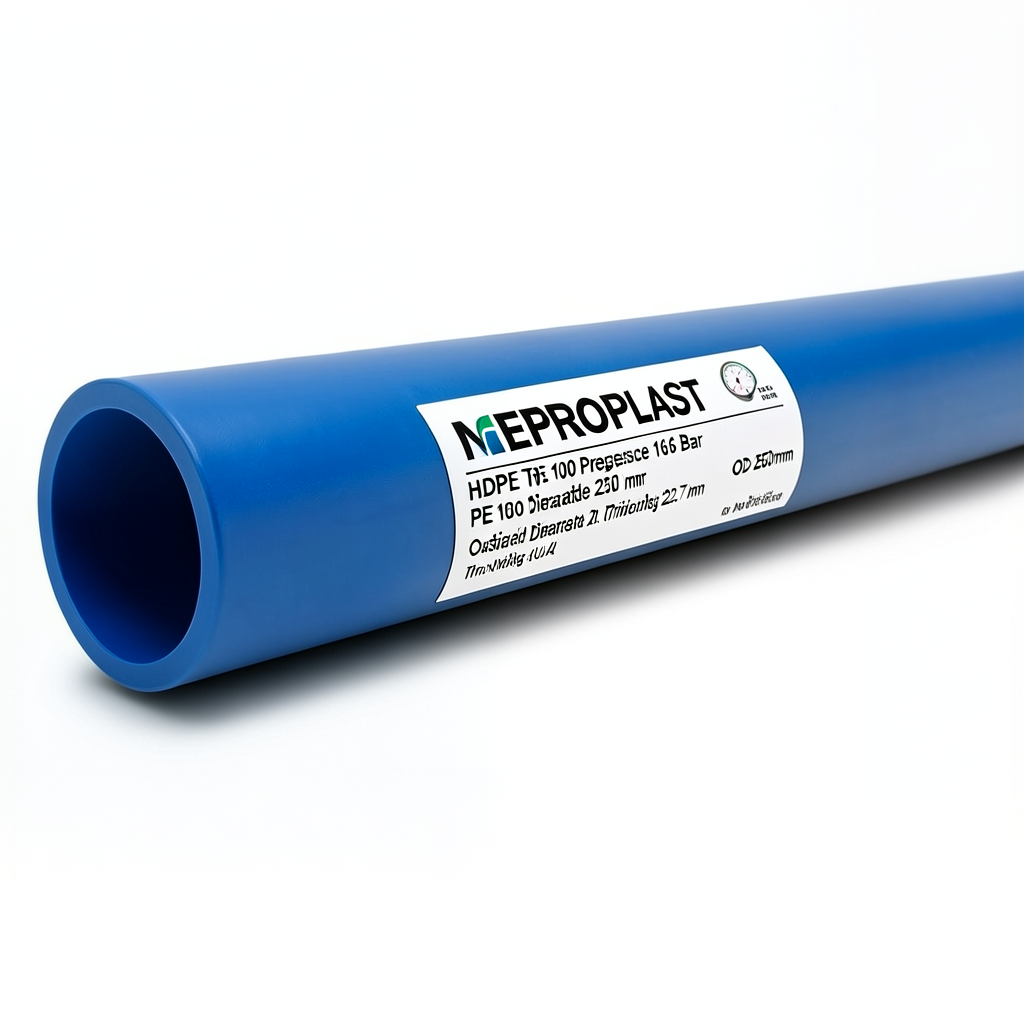 مواسير HDPE PE 100 ضغط 16 بار قطر خارجي 250 مم سمك 22.7 مم أزرق | نيبروبلاست
