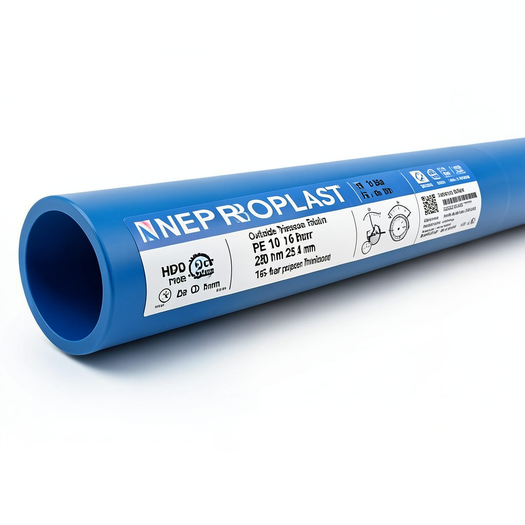مواسير HDPE PE 100 ضغط 16 بار قطر خارجي 280 مم سمك 25.4 مم لون أزرق | نيبروبلاست
